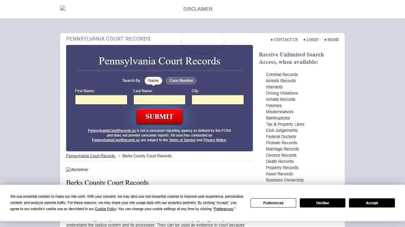 Berks County Court Records | PennsylvaniaCourtRecords.us